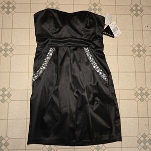 vtg y2k whimsygoth City Triangles dress grunge black Strapless Sz 5 NWT Goth